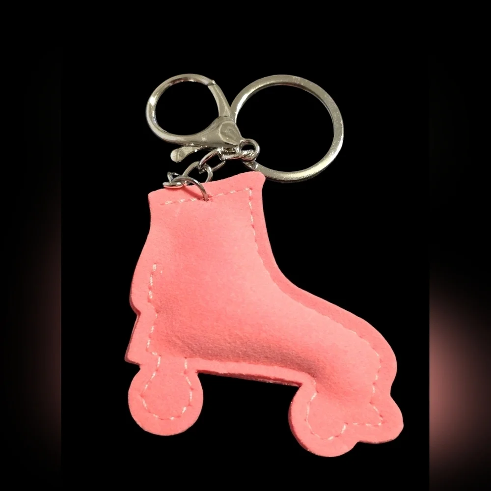 Pink Rhinestone Roller Skate Bag Charm Keychain